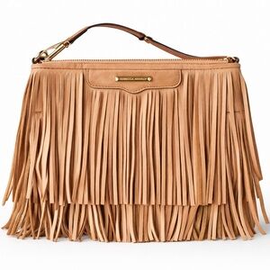 Rebecca Minkoff Finn Fringe Rose Gold Leather Crossbody Bag